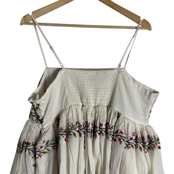 Samant Chauhan Anthropologie White Square-Neck Floral Embroidered Mini Dress XL - Picture 11 of 14